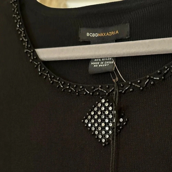 BCBG Maxazria Sequins Diamond Sleeveless Sweater Black Silver 2X - Picture 10 of 10